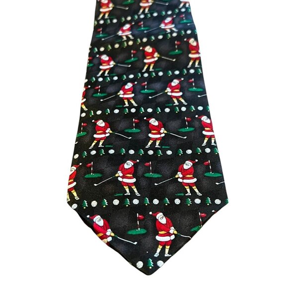 Santa Golfing Christmas Necktie Holiday Traditions Hallmark Licensing INC Silk‎ - Picture 1 of 10